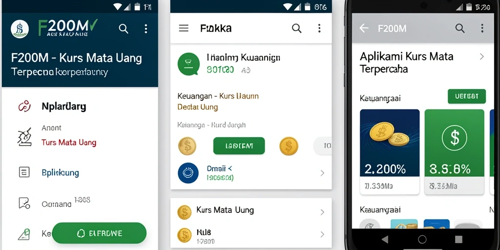 Tampilan antarmuka aplikasi F200M yang sederhana dan informatif untuk kurs mata uang.