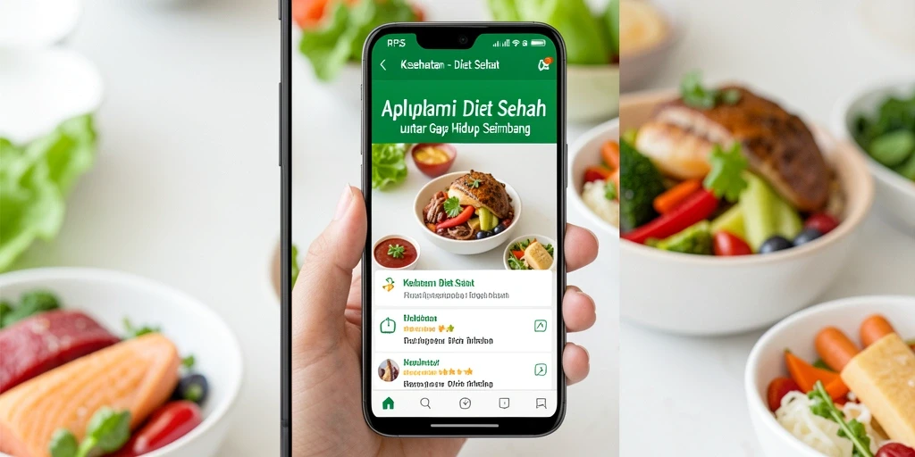 Tampilan antarmuka aplikasi Diet Sehat RP55 yang menarik dan mudah digunakan.
