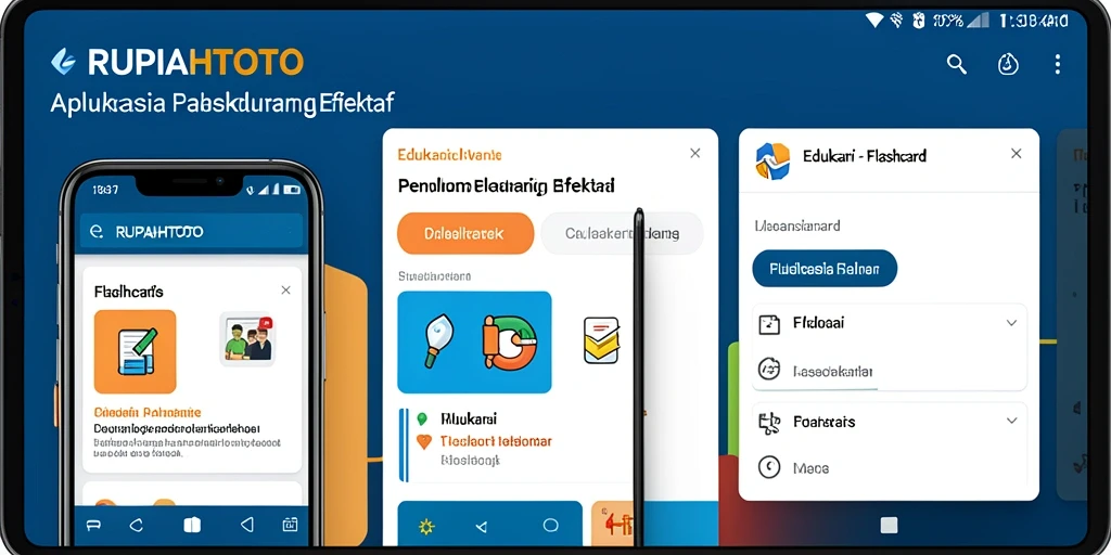 Tampilan antarmuka utama aplikasi RUPIAHTOTO dengan fitur Flashcard yang menarik.