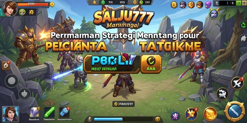 Tampilan antarmuka utama SALJU777 menampilkan strategi dan karakter yang beragam.