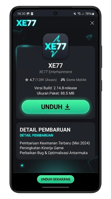 Tampilan halaman APK xe77
