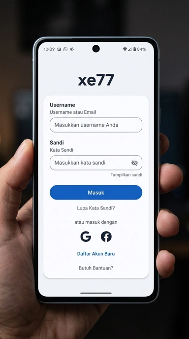 Tampilan halaman login xe77